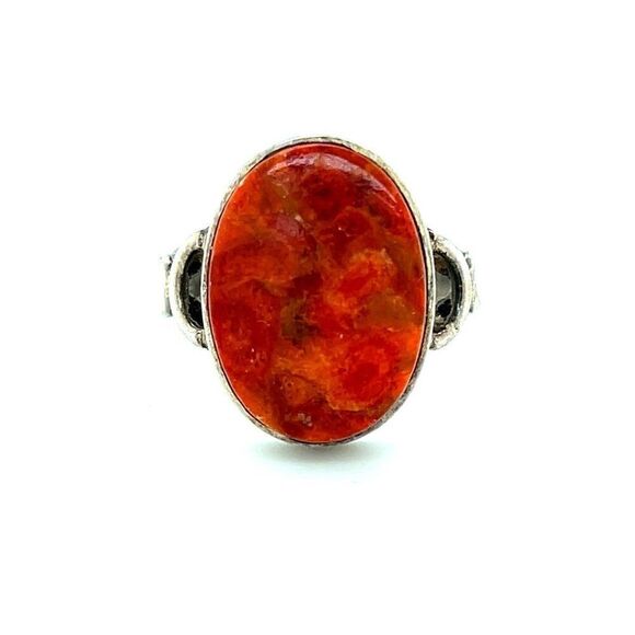 Sterling Silver 925 Reddish Color Stone Ring - Picture 1 of 7